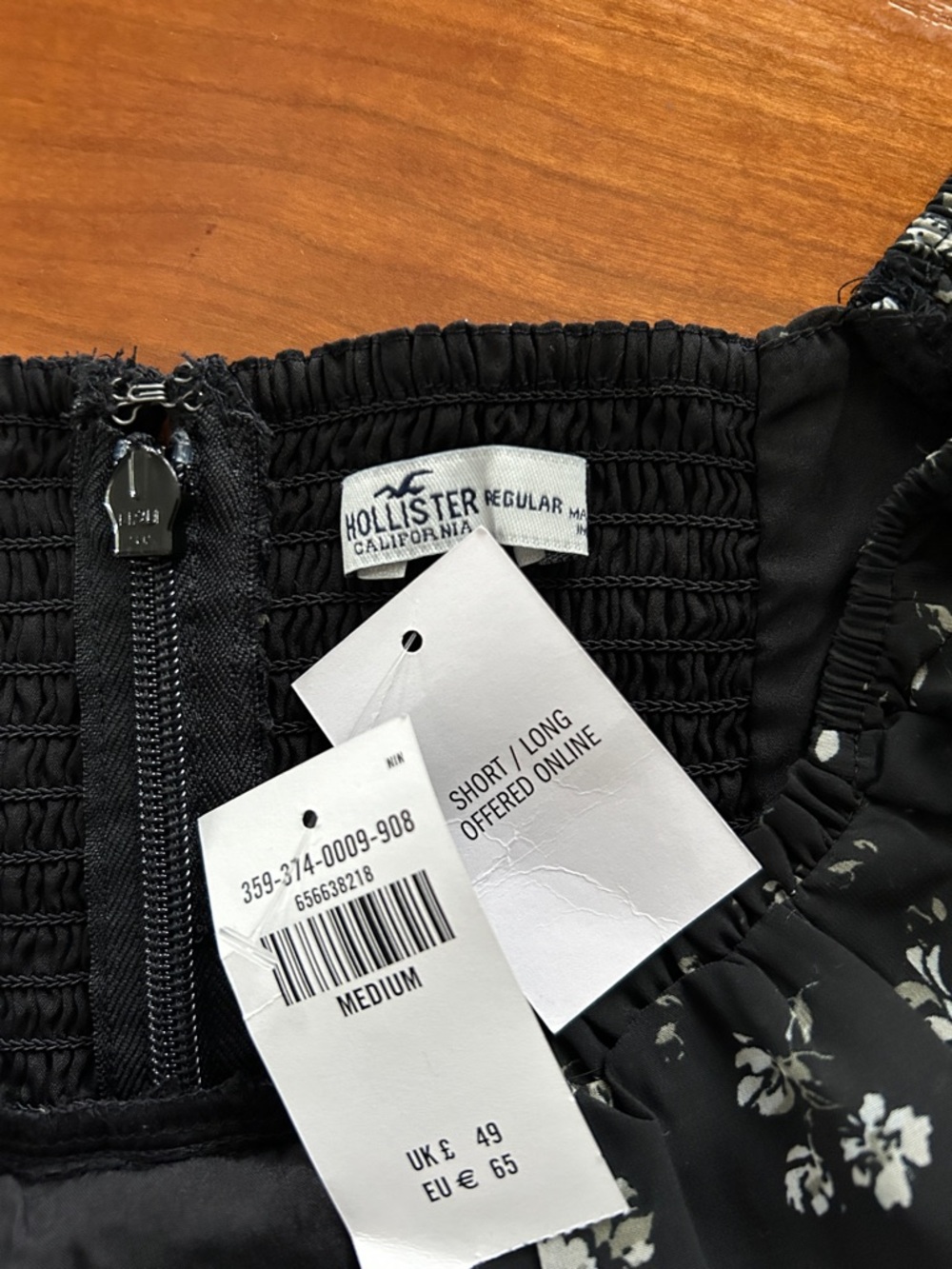Hollister Black Floral Square-Neck Long Sleeve Mini Dress - Picture 2 of 3